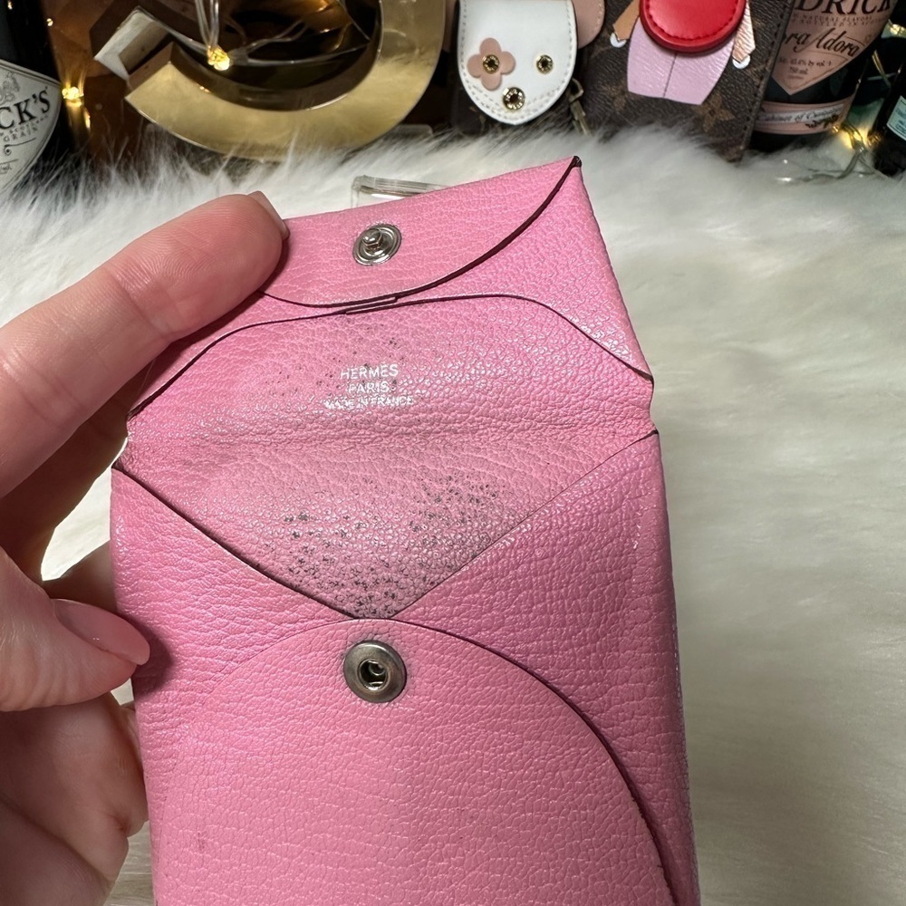 AUTHENTIC HERMES BASTIA ROSE CONFETTI PINK BASTIA VEAU EPSOM LEATHER COIN CASE - Picture 4 of 7